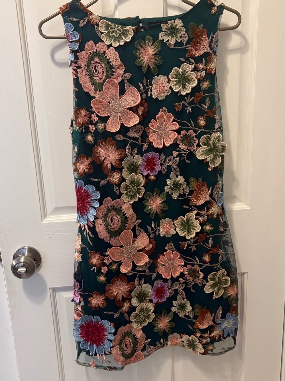 Lulu’s Special Something Green 3D Floral Embroidered Mini Dress